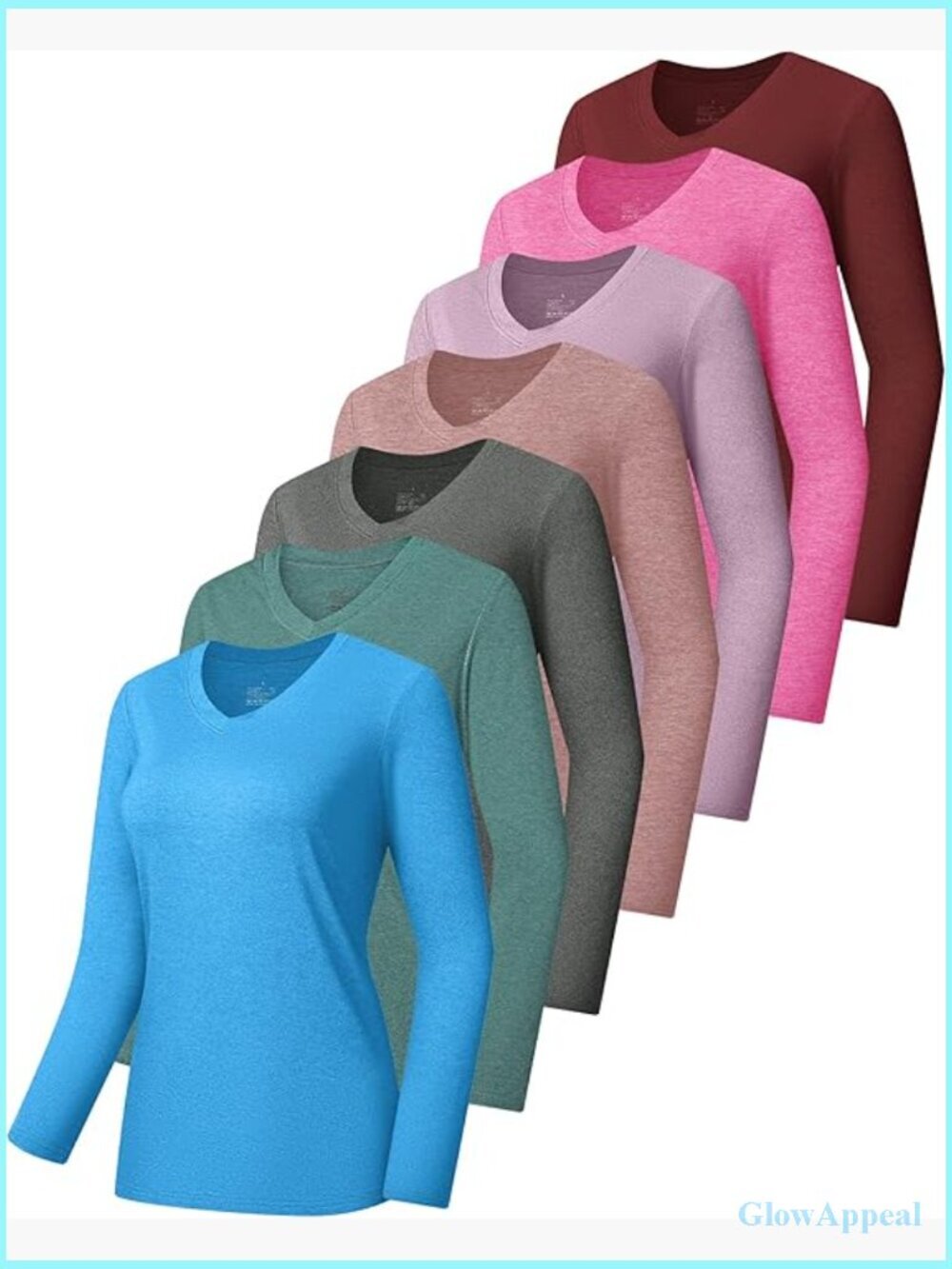 7 Pack Womens Long Sleeve Athletic Shirts UV Sun Protection UPF 50+ Quick Dry